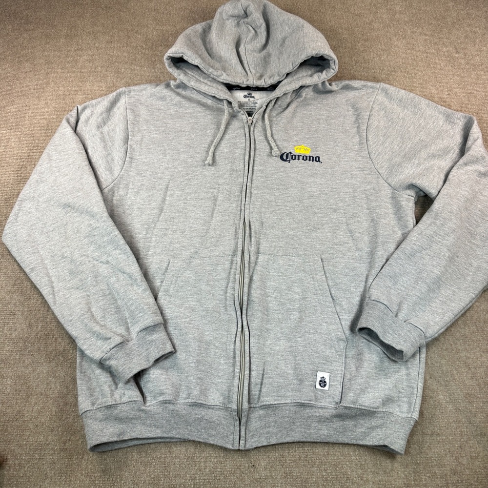 Corona Extra Cancun Riviera Maya Zip Up Hoodie Gray Mens Large Graphic Hoodie